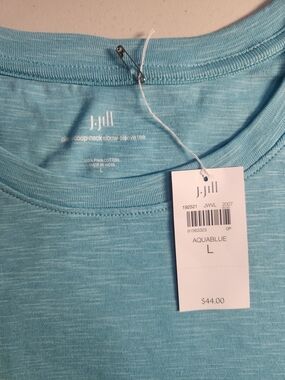 J.Jill Aqua Blue Scoop Neck Tee